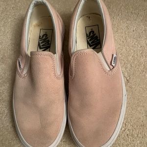 Van pink suede slip ons